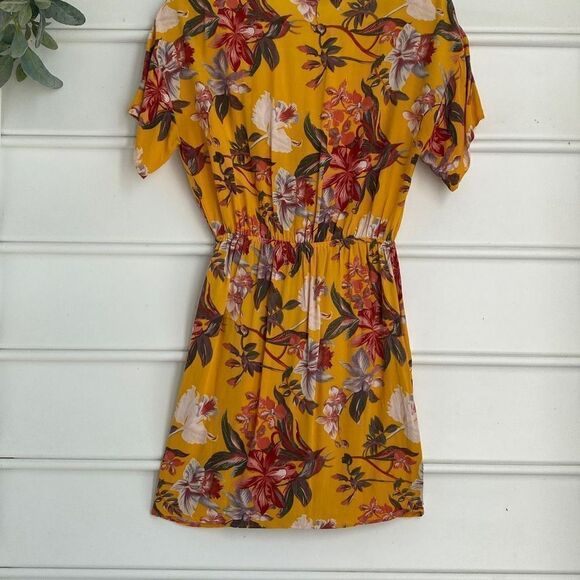&‎ Other Stories Faux Wrap V-Neck Floral Mini Dress Yellow Size 6 - Picture 9 of 16